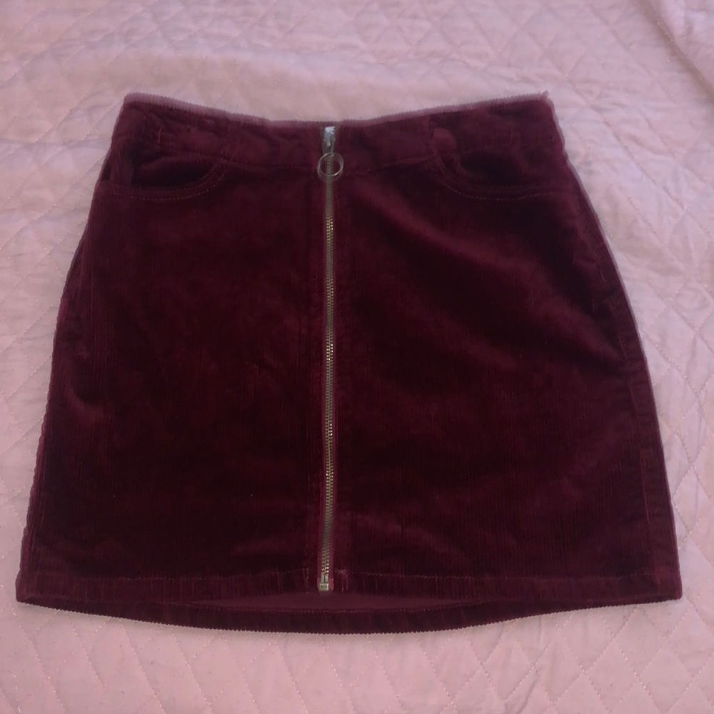red zip up skirt